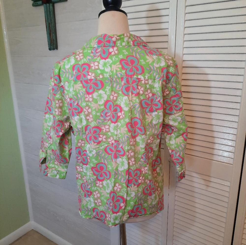 Duck Head floral retro top shirt sz XL petite *F - Picture 2 of 4